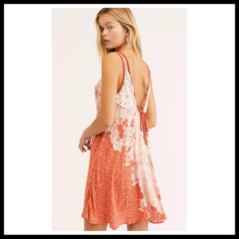 FREE PEOPLE BOHO LACE FLOWY SLIP MINI DRESS A3C - Picture 11 of 16